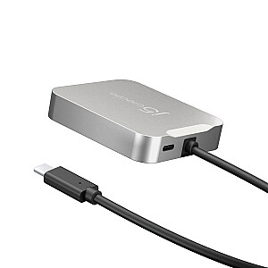 j5create 4K60 4K60 Elite USB-C PD kelių prievadų doko adapteris 1x4K HDMI/2xUSB 3.1/1xUSB-C/1xRJ45 Gigabit; sidabro spalvos JCD391-N