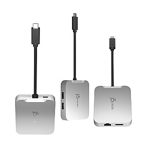 j5create 4K60 4K60 Elite USB-C PD kelių prievadų doko adapteris 1x4K HDMI/2xUSB 3.1/1xUSB-C/1xRJ45 Gigabit; sidabro spalvos JCD391-N