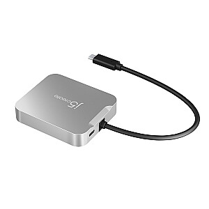 j5create 4K60 4K60 Elite USB-C PD kelių prievadų doko adapteris 1x4K HDMI/2xUSB 3.1/1xUSB-C/1xRJ45 Gigabit; sidabro spalvos JCD391-N