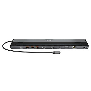 Daugiau informacijos j5create Dual HDMI USB-C prijungimo stotis 2xHDMI/3xUSB3.0/1xUSB-C/kortelių skaitytuvas/RJ45 Gigabit/3.5mm Combo Audio Jack Czarna JCD542-N