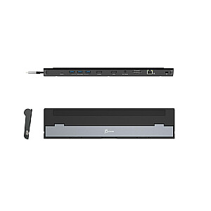 Daugiau informacijos j5create Dual HDMI USB-C prijungimo stotis 2xHDMI/3xUSB3.0/1xUSB-C/kortelių skaitytuvas/RJ45 Gigabit/3.5mm Combo Audio Jack Czarna JCD542-N