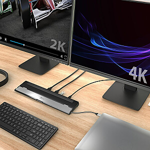 Дополнительная информация j5create Док-станция USB-C с двумя HDMI 2xHDMI/3xUSB3.0/1xUSB-C/кардридер/RJ45 Gigabit/комбинированный аудиоразъем 3,5 мм czarna JCD542-N