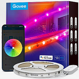 Govee RGBIC Wi-Fi + Bluetooth LED juostelės su apsaugine danga Balta išmanioji juostelė su Wi-Fi/Bluetooth