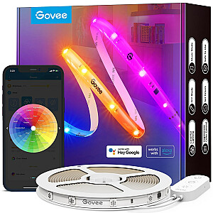 Govee RGBIC Wi-Fi + Bluetooth LED juostelės su apsaugine danga Balta išmanioji juostelė su Wi-Fi/Bluetooth