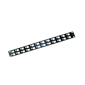 EMITERNETO PANELĖ 19" 24XRJ45 STP (1U) RJ45 RAKETOMS CAT.6A, BE APSAUGOS, SU LENTYNA, MĖLYNA