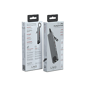 LINQ byELEMENTS LQ48010 – 8in1 Pro USB-C 10Gbps HDMI 4K Ethernet kelių prievadų šakotuvas su kortelių skaitytuvu