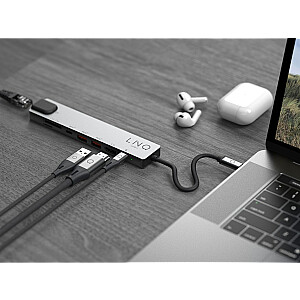 LINQ byELEMENTS LQ48010 – 8in1 Pro USB-C 10Gbps HDMI 4K Ethernet kelių prievadų šakotuvas su kortelių skaitytuvu