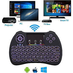 Kompaktiška „Fusion“ belaidė klaviatūra su jutikliniu skydeliu ir kelių spalvų foniniu apšvietimu, skirta „Android“ | iOS | TV | PC