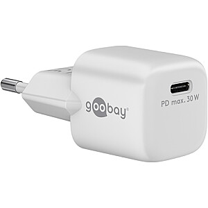 Gogobay 59716 USB-C PD GaN greitas įkroviklis Nano (30 W), baltas Gogobay