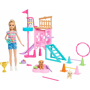 „Mattel“ šunų žaidimų zona su lėle Barbe ir „Stacy HRM10“ filmų rinkiniu