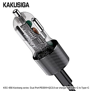 Automobilinis pakrovėjas KAKUSIGA KSC-856 USB | USB-C | 48 W juoda