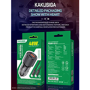 Automobilinis pakrovėjas KAKUSIGA KSC-856 USB | USB-C | 48 W juoda