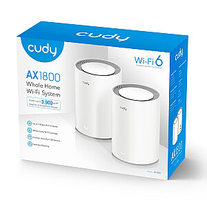 Cudy M1800, 2 шт., двухдиапазонный (2,4 ГГц/5 ГГц), Wi-Fi 6 (802.11ax), белый 1 внутренний