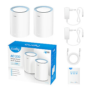 Cudy M1200, 2 шт., двухдиапазонный (2,4 ГГц/5 ГГц), Wi-Fi 5 (802.11ac), белый 1 внутренний