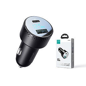 Joyroom JR-CCD01 automobilinis įkroviklis su voltmetru 53W USB C|USB juodas