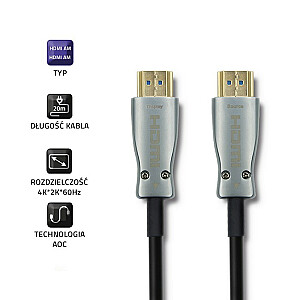 Qoltec 50473 HDMI v.2.0 A vyriškas kabelis | Vyras | AOC | 10 m
