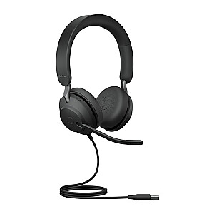„Jabra Evolve2 40 SE“ ausinės laidinės galvos juostos skambučiai / muzika, A tipo USB, juoda
