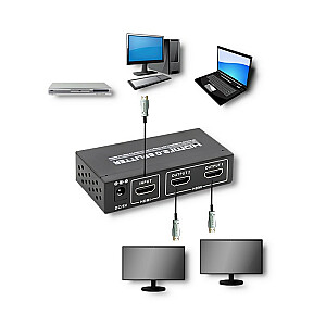 Vaizdo skirstytuvas Qoltec 52356 HDMI v. 2.0 | 1x2 | EDID+IR