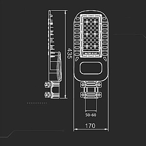 LED gatvės lempa V-TAC SAMSUNG CHIP 50W Lęšiai 110st 135Lm/W VT-54ST-N 4000K 6850lm