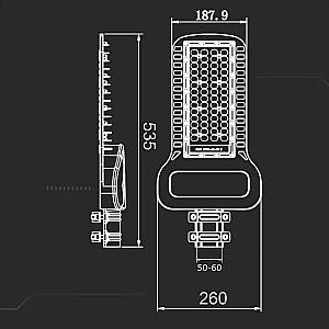 LED gatvės lempa V-TAC SAMSUNG CHIP 100W Lęšiai 110st 135Lm/W VT-104ST 4000K 13500lm