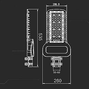 LED gatvės lempa V-TAC SAMSUNG CHIP 150W Lęšiai 110st 135Lm/W VT-154ST 4000K 20300lm