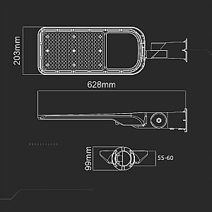 V-TAC SAMSUNG CHIP reguliuojamas 150W 120Lm/W VT-169ST 6500K 16500Lm LED gatvės šviestuvas