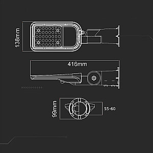 V-TAC SAMSUNG CHIP регулируемый 30Вт 120Лм/Вт VT-39ST 6500К 3000лм Светодиодный уличный светильник.