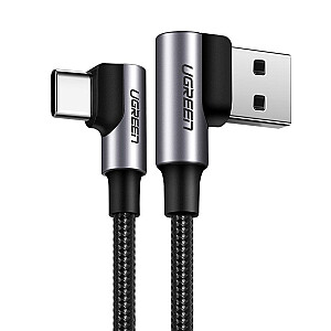 Ugreen USB – USB tipo C kampinis kabelis Quick Charge 3.0 QC3.0 3 A 2 m pilka (US176 20857)