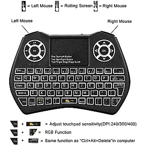 Kompaktiška „Fusion Round“ belaidė klaviatūra su jutikliniu skydeliu ir kelių spalvų foniniu apšvietimu, skirta „Android“ | iOS | TV | PC