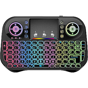 Kompaktiška „Fusion Rainbow“ belaidė klaviatūra su jutikliniu skydeliu ir kelių spalvų foniniu apšvietimu, skirta „Android“ | iOS | TV | PC