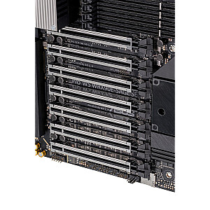 ASUS PRO WS WRX90E-SAGE SE AMD WRX90 Threadripper PRO, 2 x Intel X7100-AT2 Dual 10 Gb + 1 x RTL8211F 1 Gb/s USB 3.2 Gen2 x6, 7 x PCIe 5.0 x16, 4 x SATARAIDb, 6 Gb 1.5, 10), 4 x M.2 3 raktas M (2 tipai 2242-22110, PCIe 5.0 + 2 tipai 2242-2280, PCI