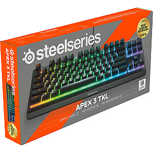 Игровая клавиатура Steelseries Apex 3 TKL — водонепроницаемая, IP32, проводная, 8-зонная RGB, раскладка QWERTZ, черная