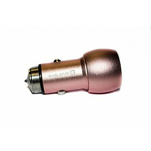 Evelatus Universal Car Charger ECC01 PINK 2USB port 3.1A with stainless steel escape tool Pink