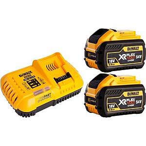 DEWALT 2x18V 9.0Ah AKUMULIATORIUS + ĮKROVIKLIS