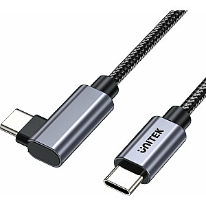 Unitek USB-C į USB-C USB laidas, 1 m, juodas ir sidabrinis (C14123BK-1M)
