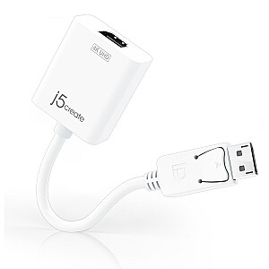 j5create Adapter Active DisplayPort į 4K HDMI adapterį (DisplayPort m iki 4K HDMI f 16 cm; balta) JDA158-N