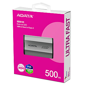 ADATA SD810 500 GB Juoda, Sidabrinė