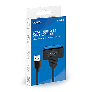 SAVIO AK-68 USB-A 3.1 Gen 1 (M) į SATA (F) adapteris 2,5 colio diskams