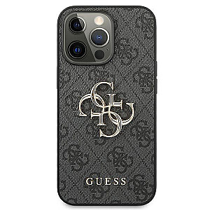 Guess GUHCP13X4GMGGR iPhone 13 Pro Max 6,7" pilkas kietas dėklas 4G Didelis metalinis logotipas