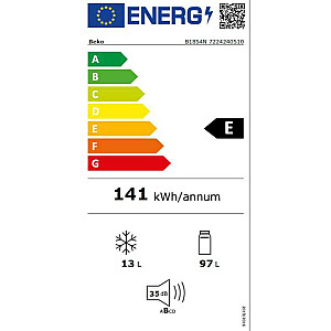 BEKO Built-In Refrigerator B1854N, Energy class E, height 86.6cm