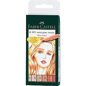Tušinukų šepetėlių rinkinys Faber-Castel India ink PlTT, spalvotas dėklas, 6 vnt.