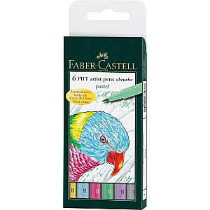 Šepetukų rašiklių rinkinys Faber-Castel India rašalas PlTT, pastelinės spalvos, 6 vnt.