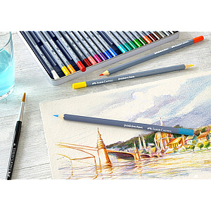 Akvareliniai spalvoti pieštukai Faber-Castell Goldfaber Aqua Creative Studio, 12 spalvų, metalinėje dėžutėje