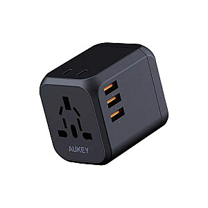 AUKEY PA-TA04 universalus 30 W kelioninio įkroviklio adapteris su USB-C ir USB-A JK, JAV, ES, Australija, Kinija, 150 šalių