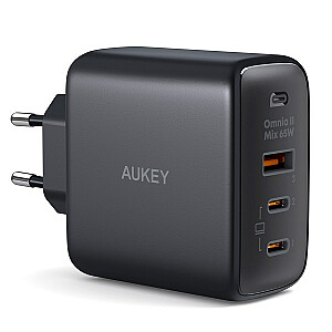AUEKY Omnia II Mix PA-B6T Настенное зарядное устройство 1x USB 2x USB-C Power Delivery 3.0 65 Вт Черный