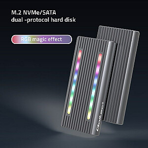 Qoltec 52272 M.2 SSD korpusas | SATA | NVMe | RGB LED | USB-C | 4 TB