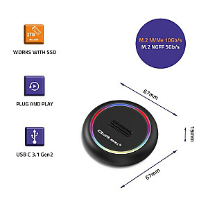 Док-станция для SSD-накопителя Qoltec 52275 M.2 | САТА | НВМе | USB-C | 2 ТБ