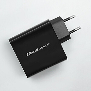 Qoltec 52379 Супербыстрое зарядное устройство PD | 1xUSB-C | 65 Вт | 5-20 В | 3-3,25 А | Черный