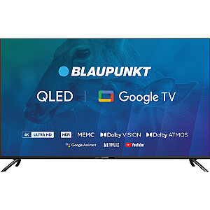 50 colių televizorius Blaupunkt 50QBG7000S 4K Ultra HD QLED, GoogleTV, Dolby Atmos, WiFi 2,4–5 GHz, BT, juodas