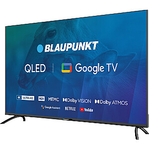 50 colių televizorius Blaupunkt 50QBG7000S 4K Ultra HD QLED, GoogleTV, Dolby Atmos, WiFi 2,4–5 GHz, BT, juodas